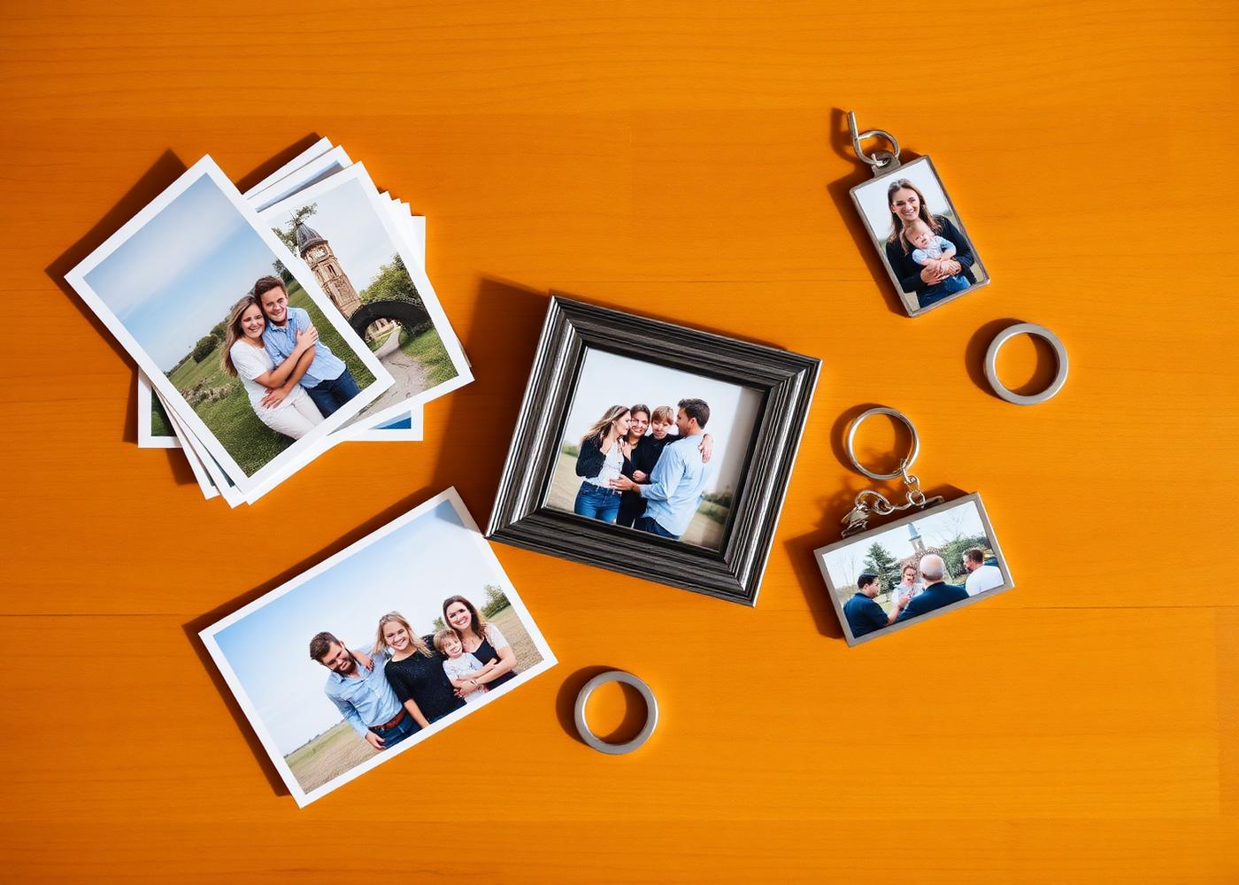 Examples of branded Happy Frames souvenir photo products